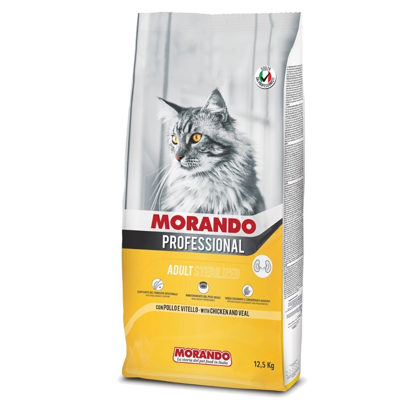 Morando / Морандо Professional Gatto сухой корм для стерилизованных кошек с курицей и телятиной 12,5 кг фото 1