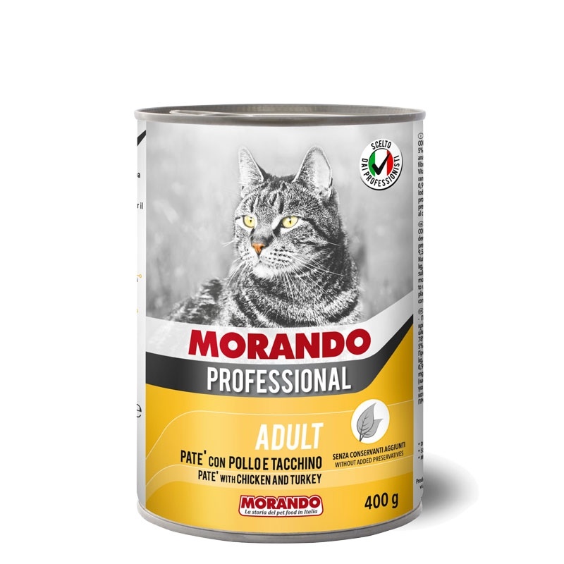 Morando / Морандо Professional консервированный корм для кошек паштет с курицей и индейкой, 400г фото 1