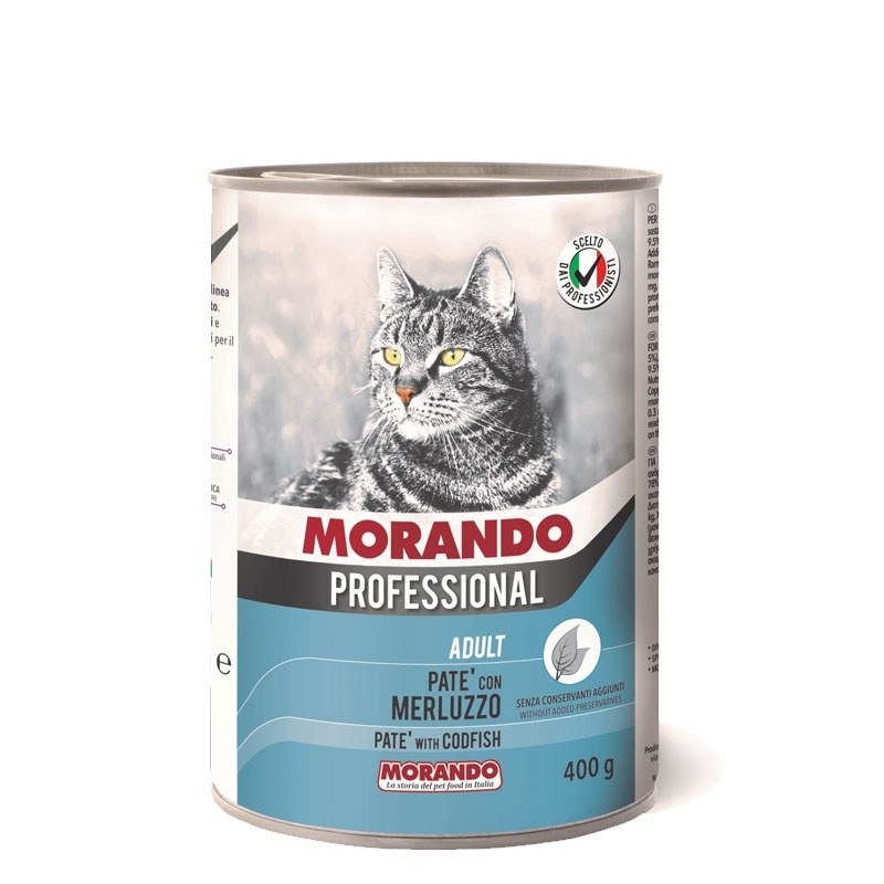 Morando Professional Консервированный корм для кошек паштет с треской, 400г фото 1