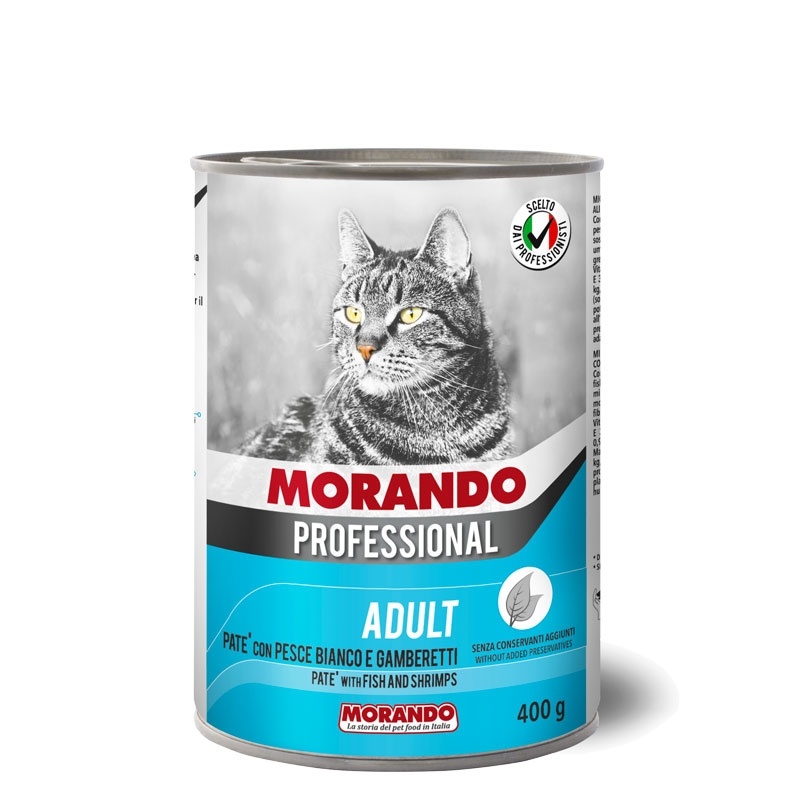 Morando / Морандо Professional консервированный корм для кошек паштет с белой рыбой и креветками, 400г фото 1